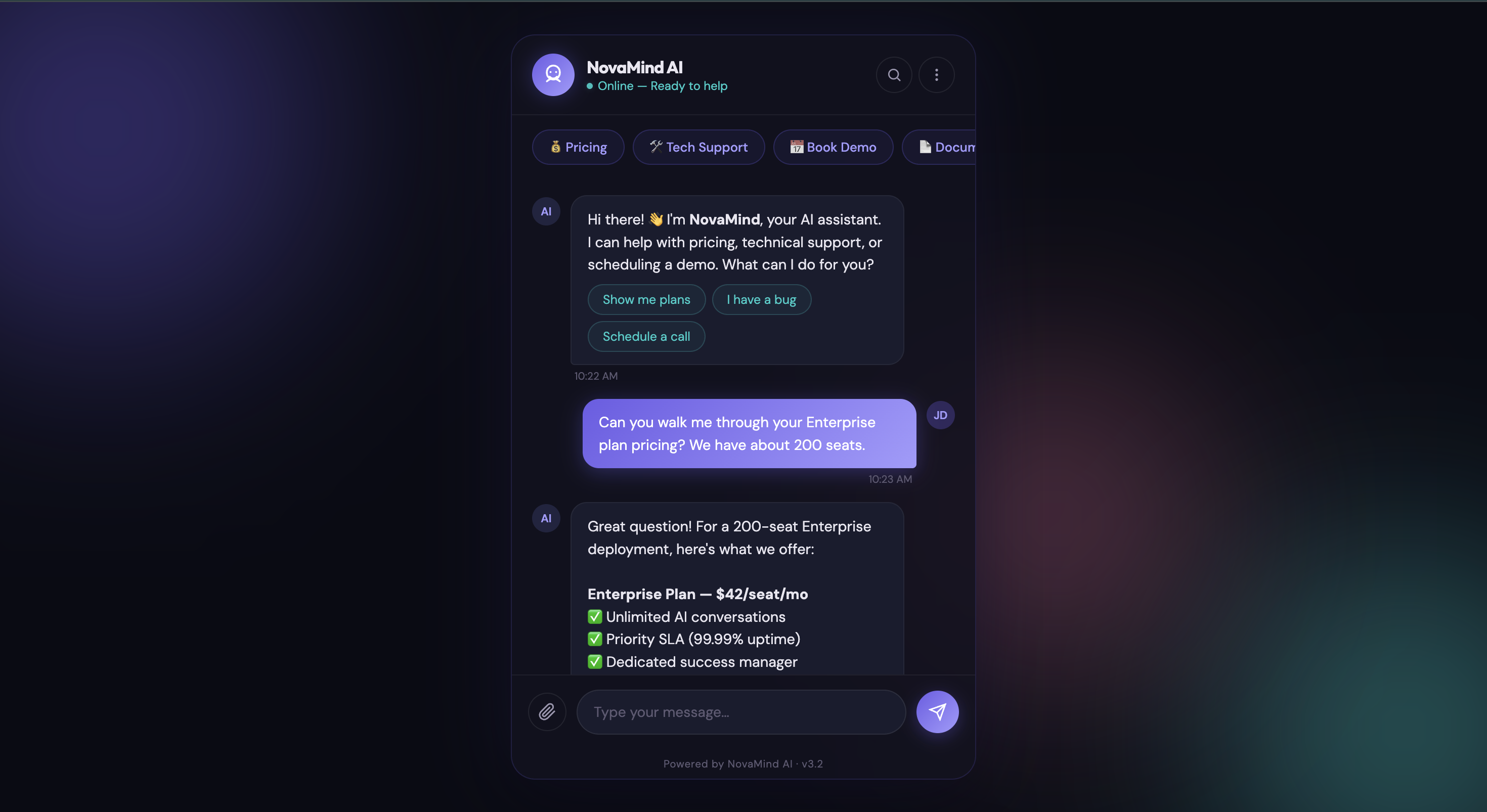 AI Sales & Tech Support Chatbot